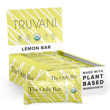 Truvani Plant Based Snack Bar | Lemon Bar 12 Pack | 6G Protein | Usda Organic And Vegan | The Only Bar | Dairy, Soy, And Gluten