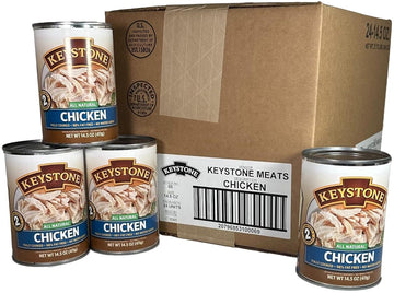Keystone All Natural Premium Canned Chicken 14.5 Oz Fully Cooked | No Water Added | Ready To Meat | Quick Meals Emergency Survival Food Canned Meat Pack Of 24