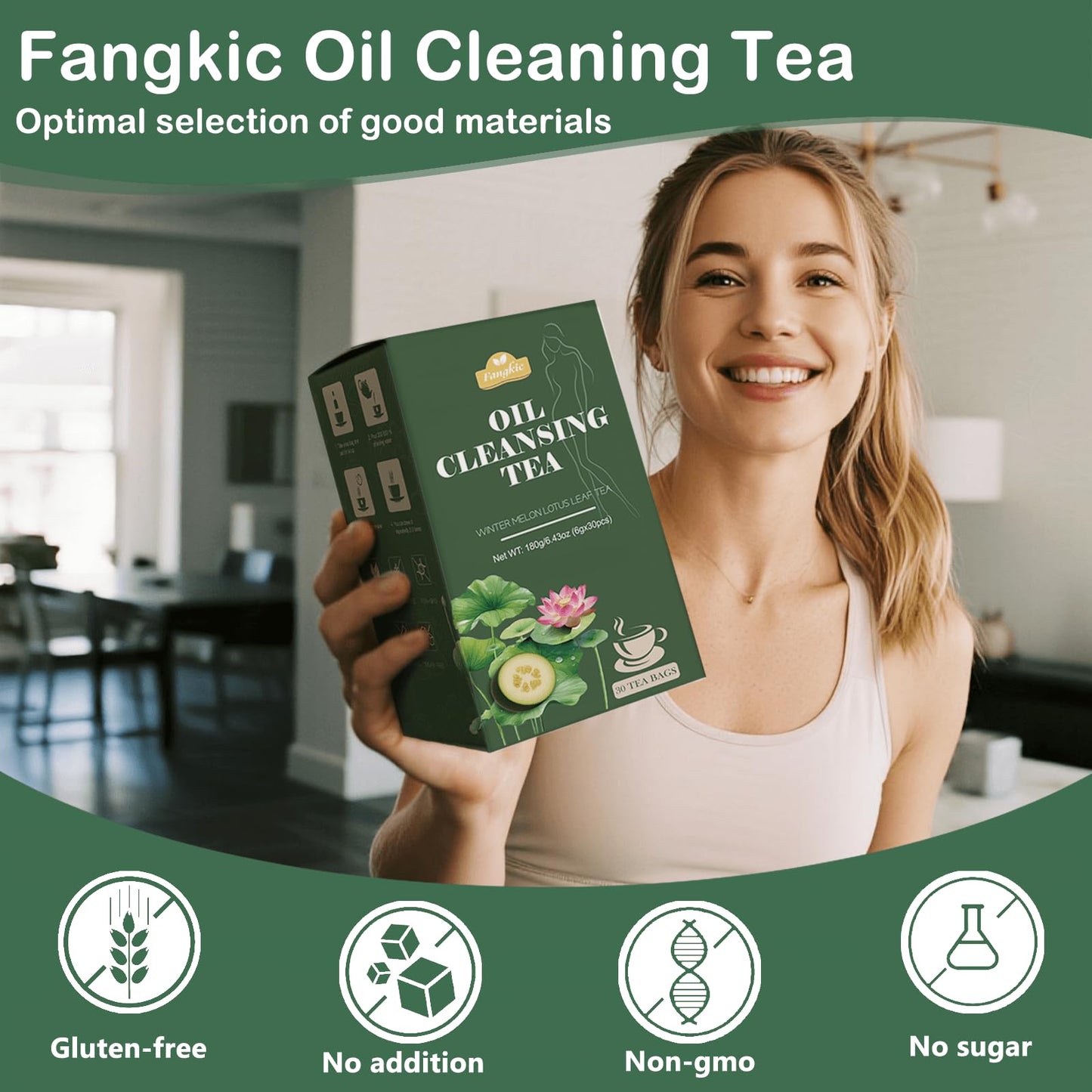 Fangkic Oil Cleansing Tea - 20 Bags Herbal Blend with Winter Melon, Lotus Leaf & Green Tea - Traditional Wellness Formula