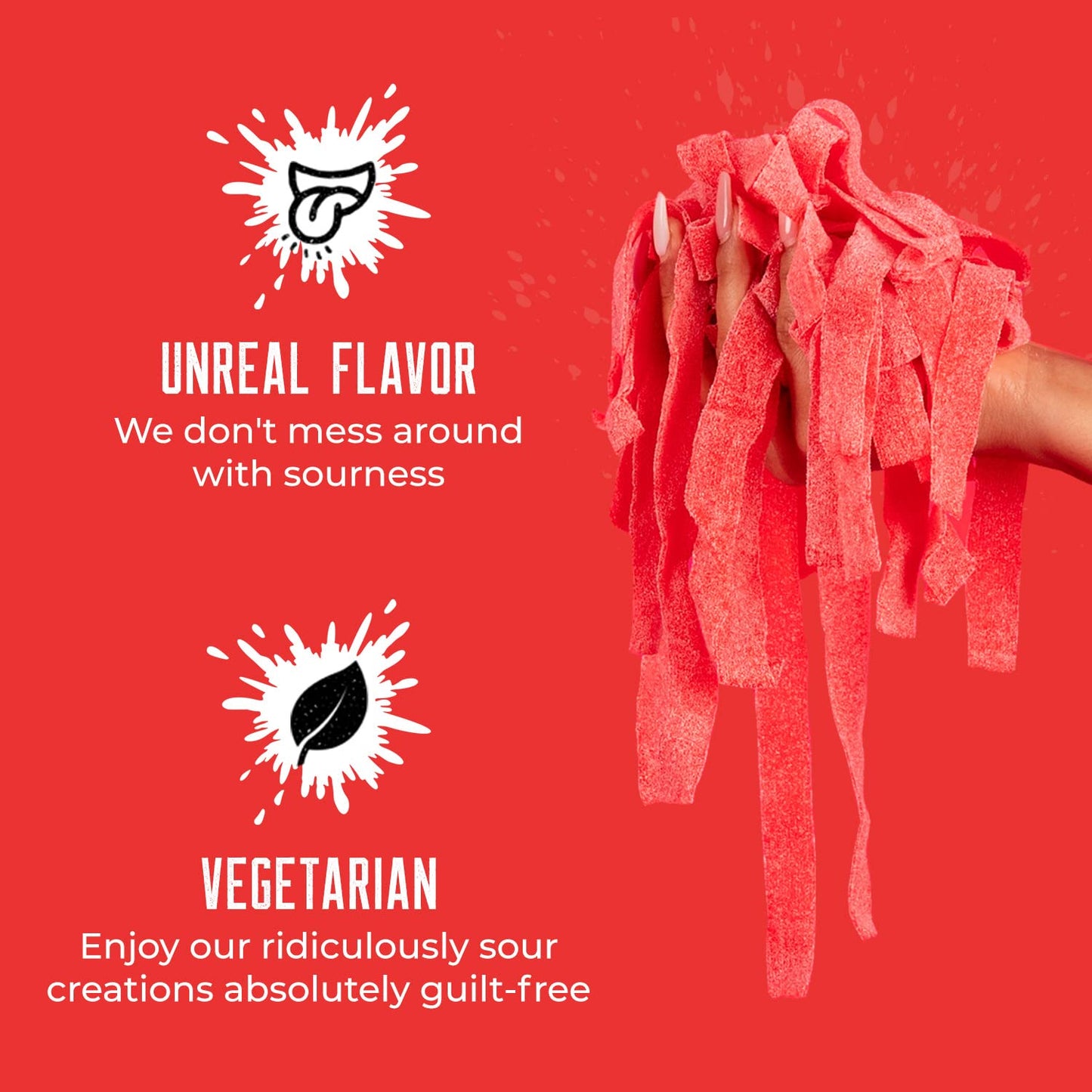SOUR STRIPS Watermelon Sour Candy Strips | Vegan Friendly | 3.7 oz Pack of 2 | Red