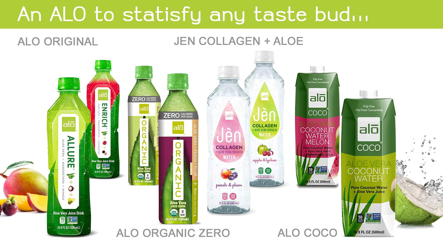 Alo Aloe Vera Juice Drink | Crisp - Pomegranate + Cranberry | 16.9 Fl Oz, Pack Of 12 | Plant-Based Drink With Real Aloe Pulp