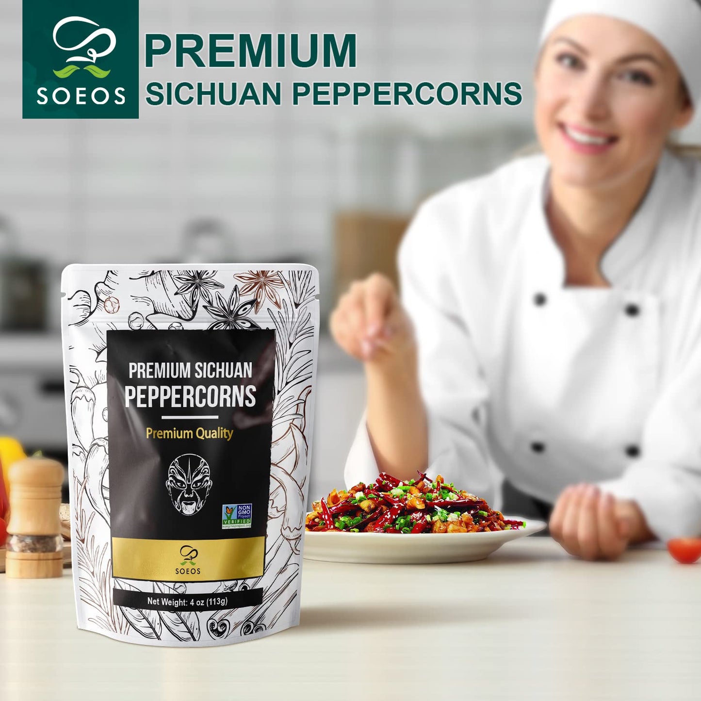 Soeos Premium Szechuan Peppercorns, 4Oz(113G), Authentic Sichuan Red Peppercorn, Numbing And Tingle Effect, Less Seeds, Strong Flavor, Essential For Mapo Tofu, Kung Pao Chicken And Asine Cusine