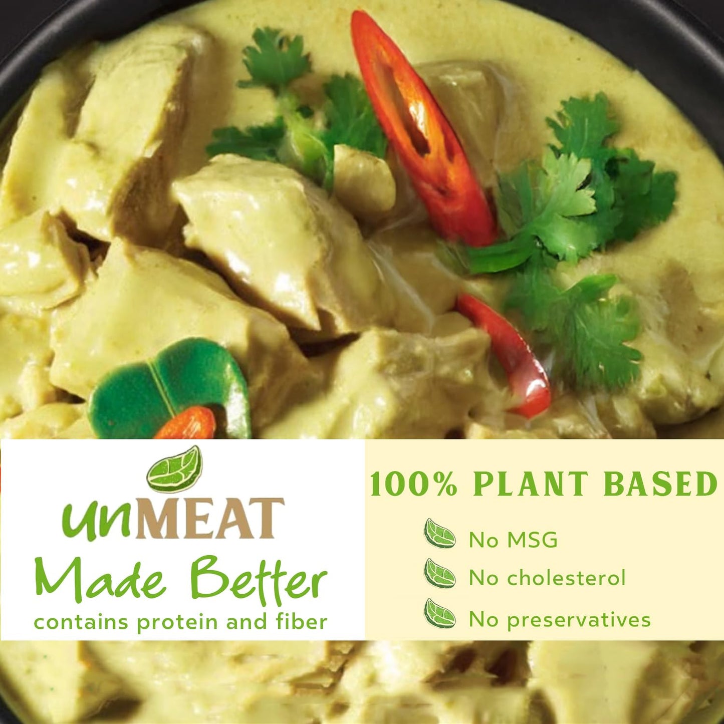 Unmeat Plant Based Meat | Easy To Prepare Plant Based Protein | Vegan Meat With Less Calories, Thai Chicken Curry, 12 Pack