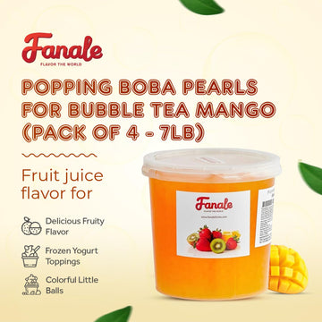 Fanale Mango Popping Boba Pearls, Vegan, Non-GMO, Gluten-Free, 7 lb (Pack of 4)