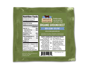 Organic Rancher, Organic Ground Beef 85% Lean/15% Fat, 16 Ounce