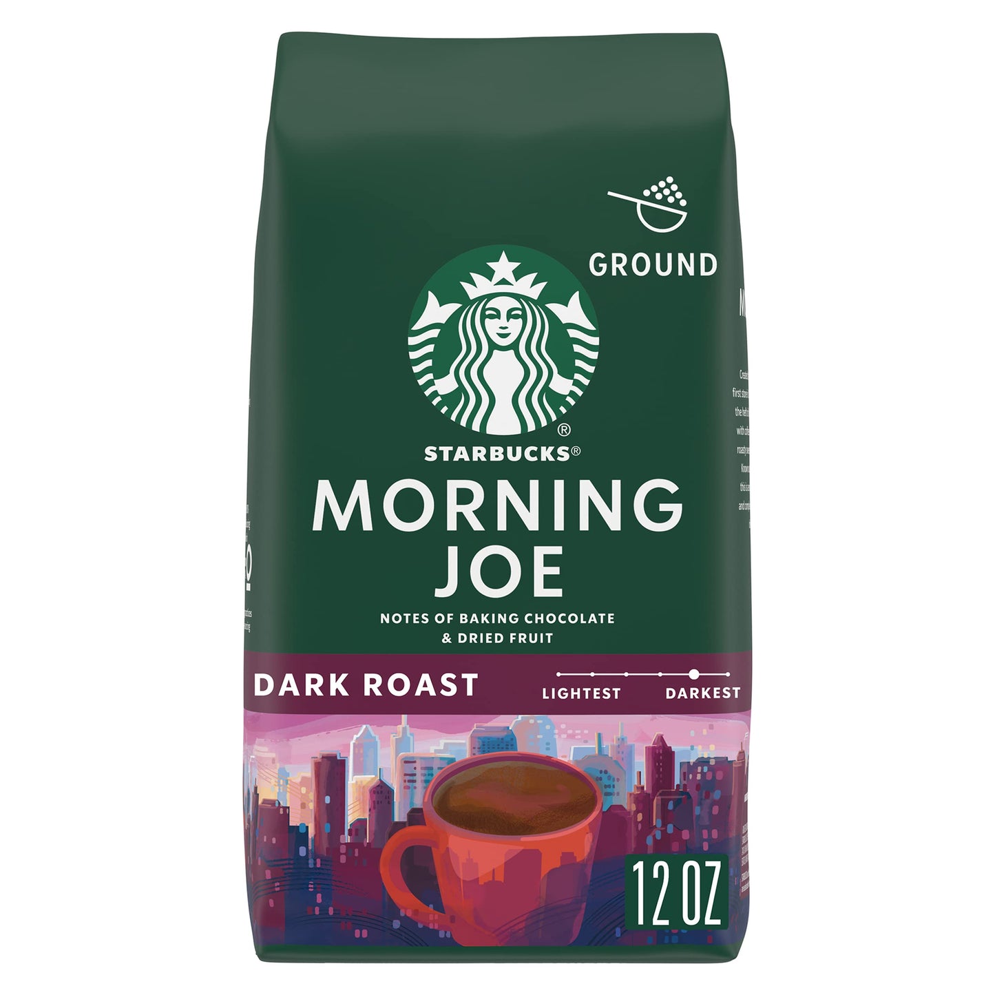 Starbucks Ground Coffee, Dark Roast Coffee, Morning Joe, 100% Arabica, 1 Bag (12 Oz)
