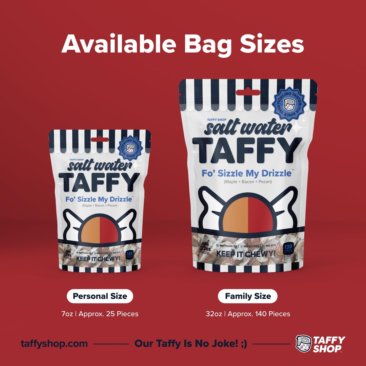 Taffy Shop Fo Sizzle My Drizzle, Maple Bacon Pecan Salt Water Taffy - Gourmet Soft Chewy Candy, Bulk Sweet Snack, Fresh Gift &