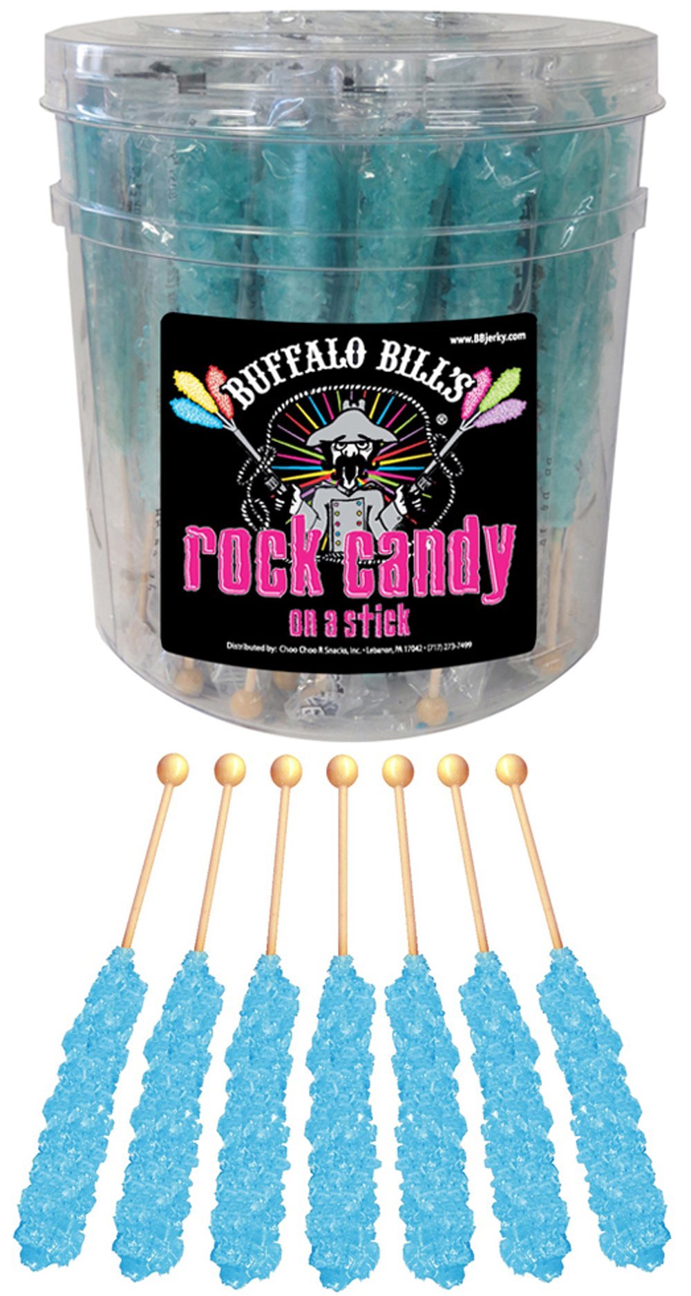 Buffalo Bills Cotton Candy (Light Blue) Rock Candy On A Stick (36-Ct Tub Rock Candy Crystal Sticks)