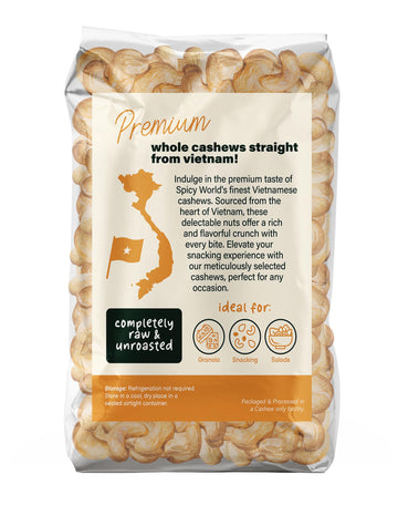 Spicy World Raw Cashews Whole 2 Pound (32Oz) - Non-Gmo, Unsalted, Natural & Pure Whole Cashews - Great For Pesto, Salads, Baking