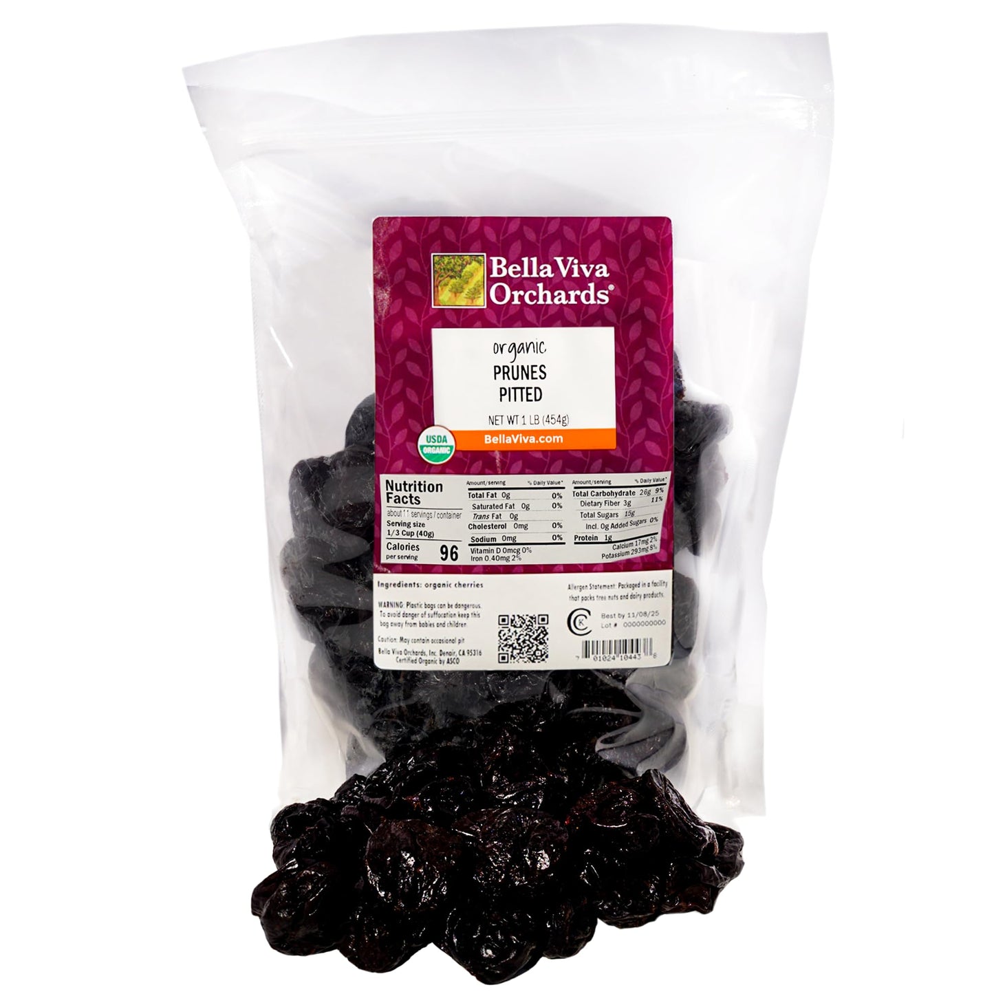 Organic French Prunes From Bella Viva Orchards, 1 Lb. Bag