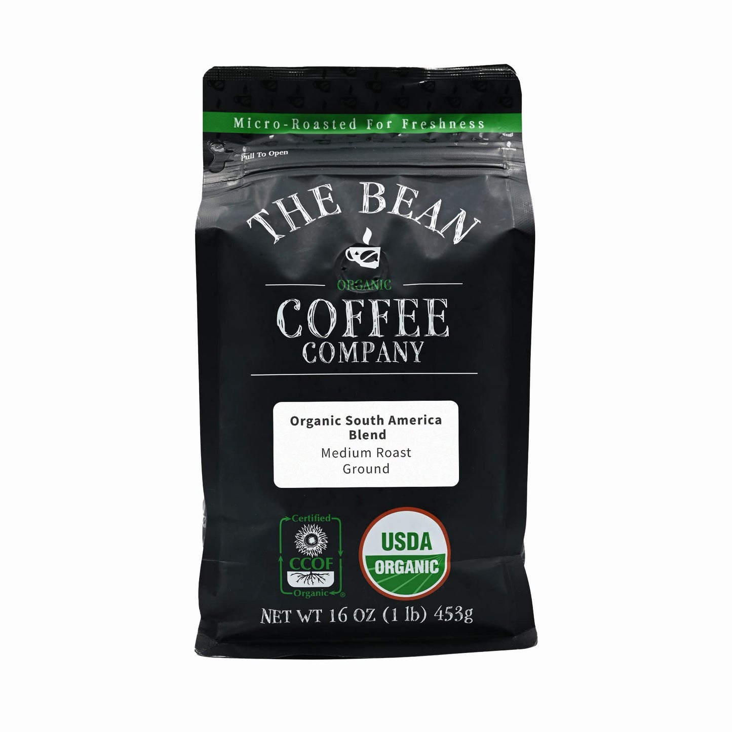 The Bean Organic Coffee Company South America, Medium Roast, Ground Coffee, 16-Ounce Bag