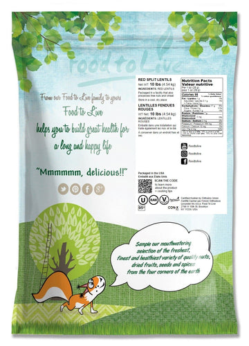 Food To Live Red Split Lentils, 10 – Pounds Masoor Dal, Dried, Vegan, Kosher, Bulk. Easy To Cook. No Soaking Required. Good Source Of Dietary Fiber, Vitamin B, Protein.