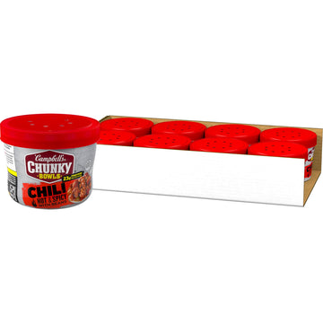 Campbell's Chunky Chili, Hot & Spicy with Beans, 15.25 oz Microwavable Bowl (Pack of 8)