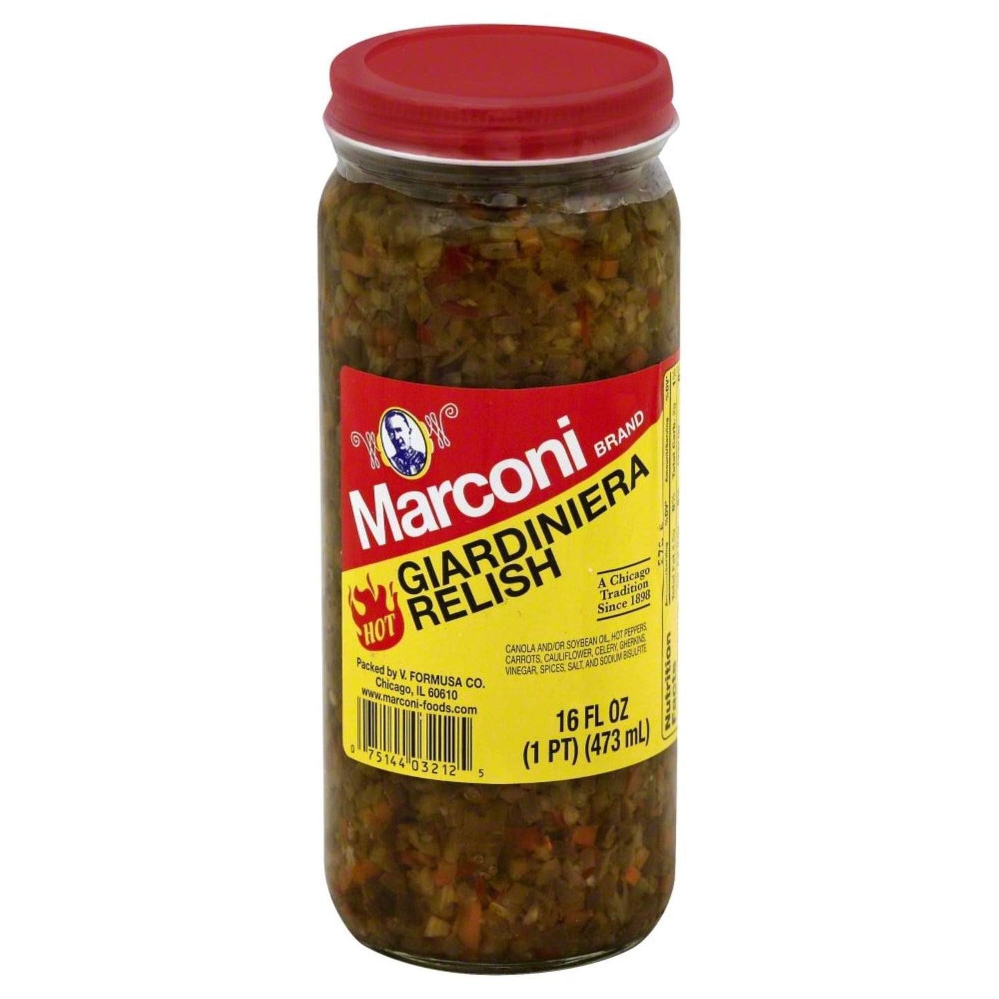 Marconi Giardiniera Relish Hot, Mango , 16 Fl Oz