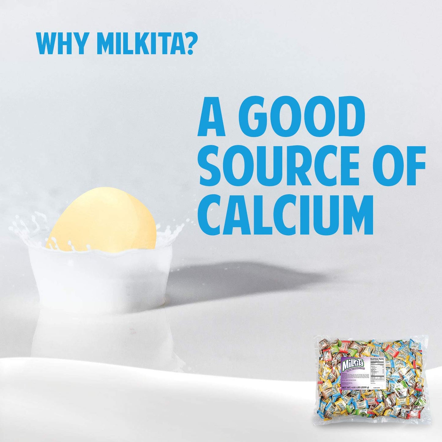 Milkita Creamy Shake Candy Bulk Pack, Gluten Free Chewy Candies with Calcium & Real Milk, Zero Trans Fat, Low-Sugar, Assorted Fl