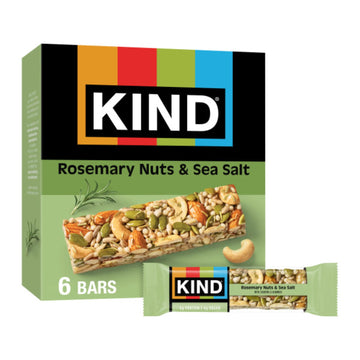 KIND Savory Nut Bars, Rosemary & Sea Salt, Gluten Free, 6g Protein, 6 Count, 1.4 oz, Green/Brown