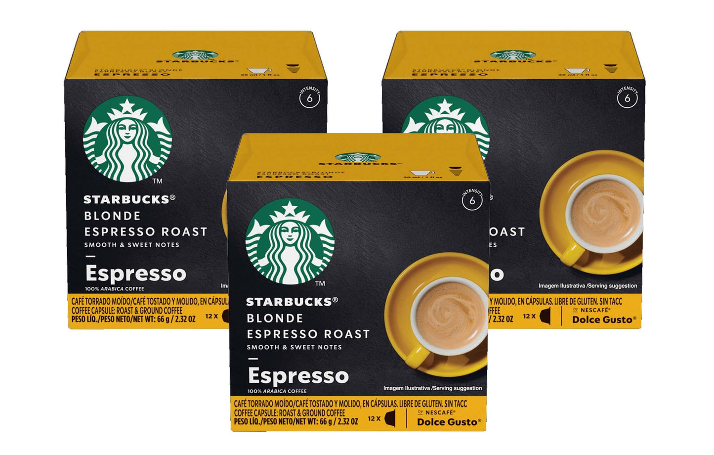 Dolce Gusto Starbucks Coffee Blonde Espresso Roast 12 Count Pack Of 3 (Total 36 Count)