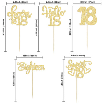 30Pcs18Th Birthday Cupcake Toppers Eighteen Happy 18Th Cupcake Picks Sweet 18 Cheers To 18 Cake Decorations For 18Th Birthday An