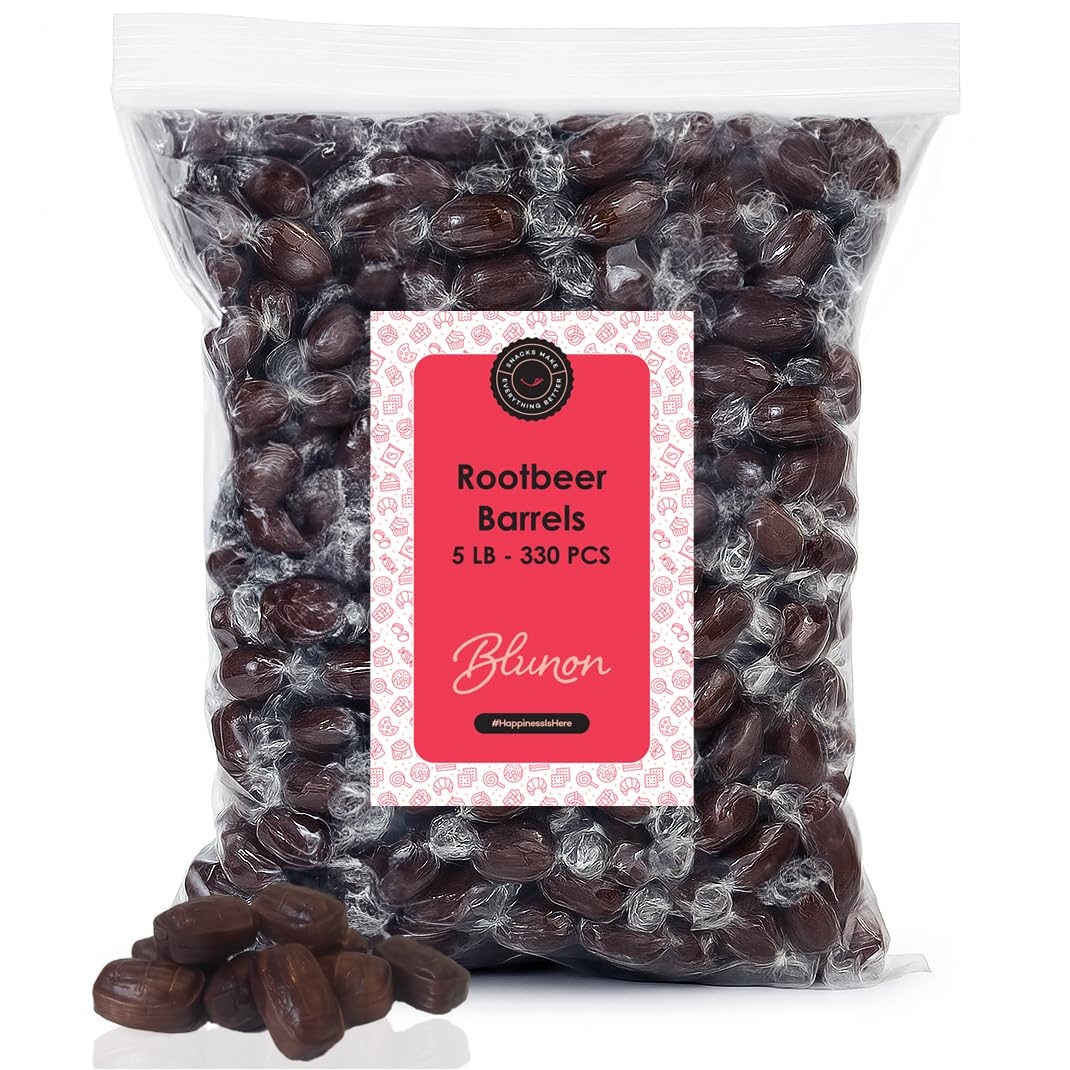 Root Malt Drink Barrels Hard Candy - Bulk Old Fashioned Candies - 5 Pounds Bulk Individually Wrapped Nostalgic Barrels - 330 Pieces