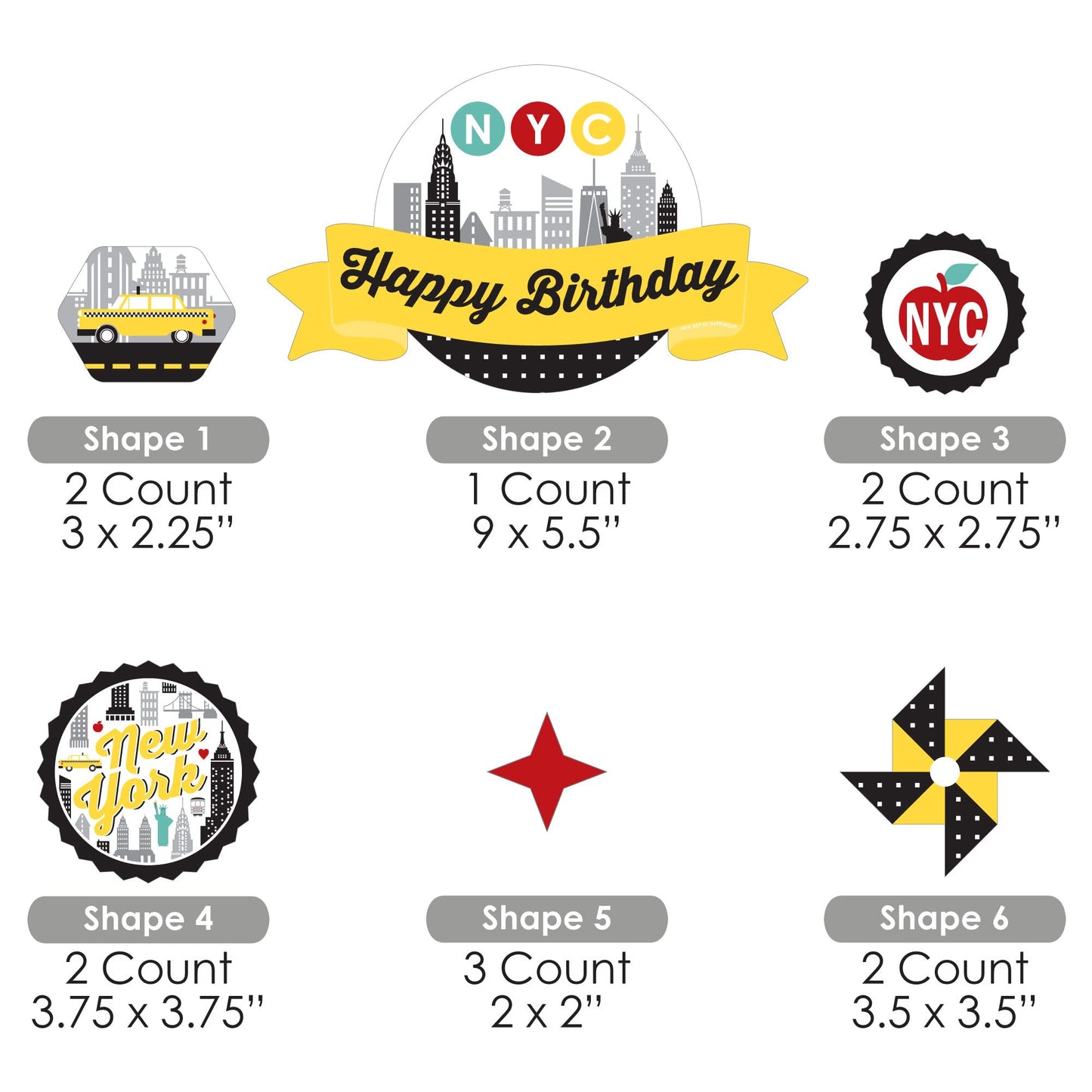 Big Dot Of Happiness Nyc Cityscape - New York City Birthday Party Cake Decorating Kit - Happy Birthday Cake Topper Set - 11 Piec