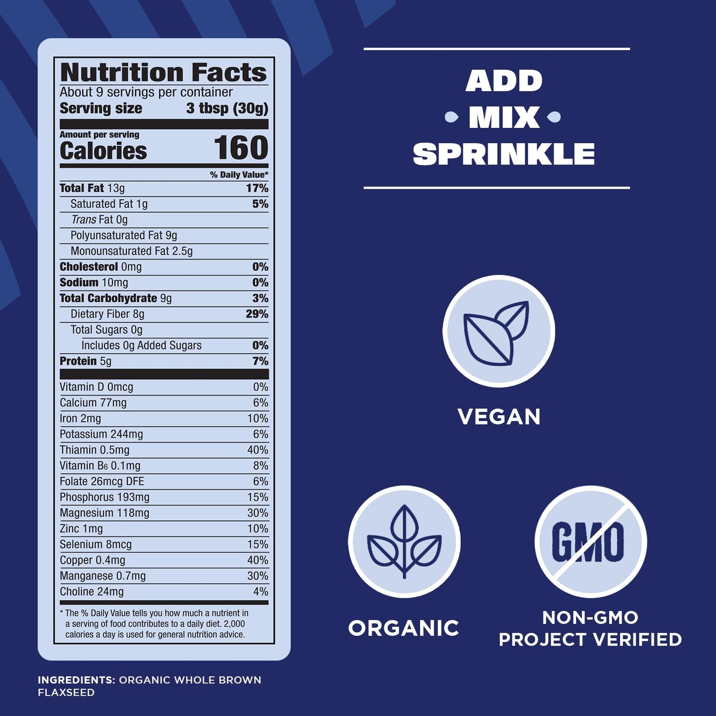 Manitoba Harvest Whole Organic Flaxseed, 5G Plant Based Protein And 9G Omegas 3 & 6 Per 30G Serving - Perfect For Smoothies, Yog