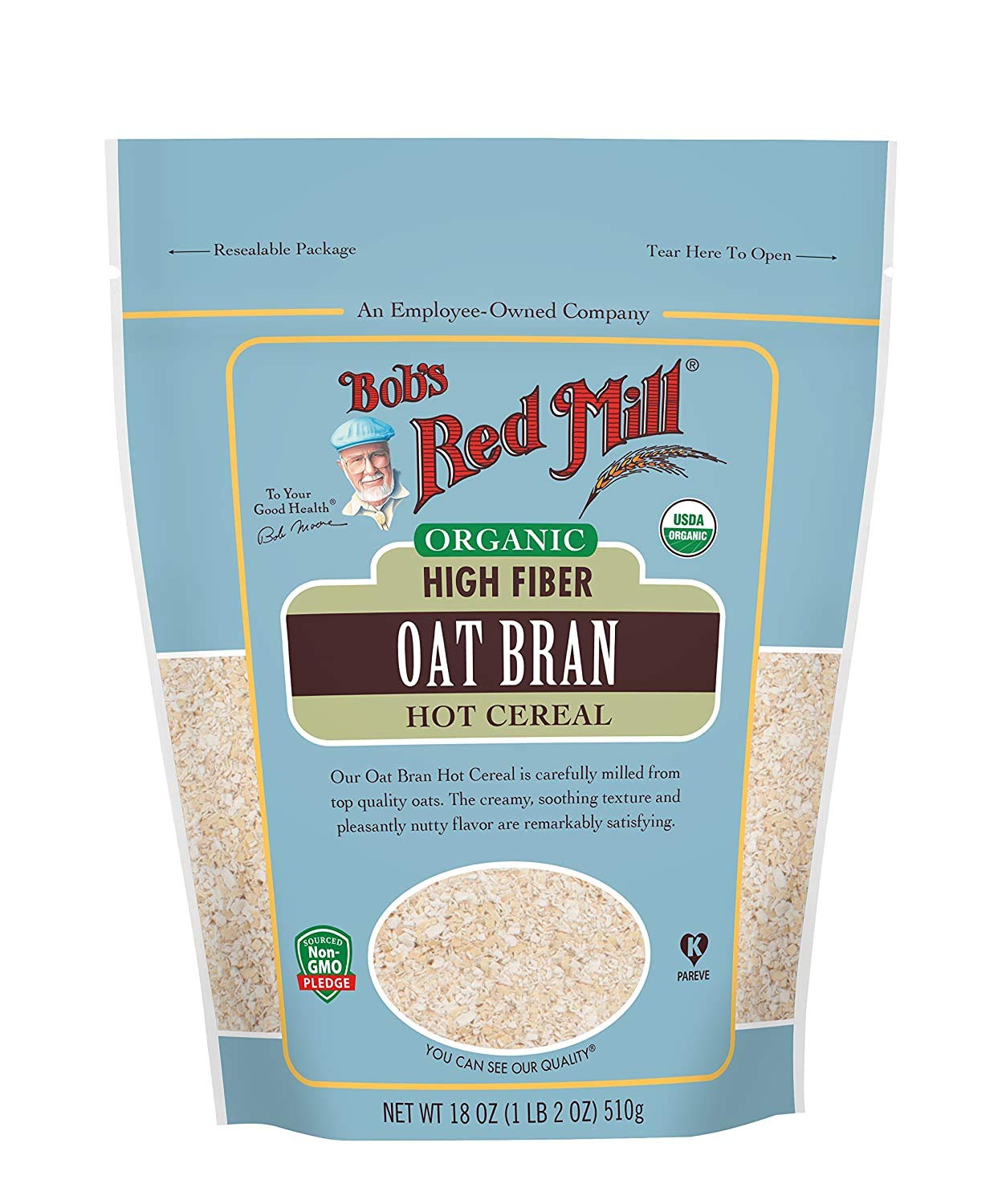 Bob's Red Mill Organic Oat Bran Hot Cereal 18 Ounce (Pack of 2)