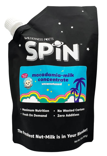 Wilderness Poets Spin, Macadamia Milk Concentrate - Unsweetened - 1 Ingredient - 32 Ounce Squeeze Bag - Makes 4 Gallons Of Macad