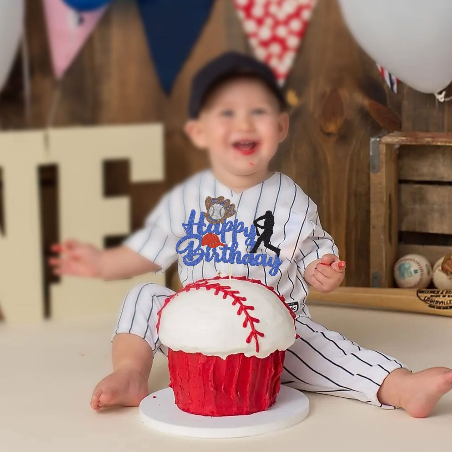 1 Pack Baseball Theme Cake Topper Sports Happy Birthday Baseball Player Cake Decoration For Baseball Sports Party Theme Decorati