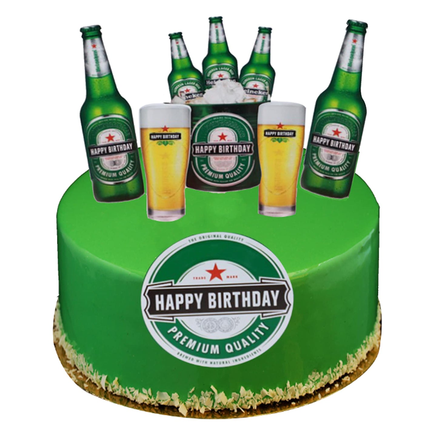 6 Pcs Happy Birthday Malt Drink Cake Topper Green Happy Birthday Cake Topper For Malt Drinks Theme Party Club Event Decoration Supplies