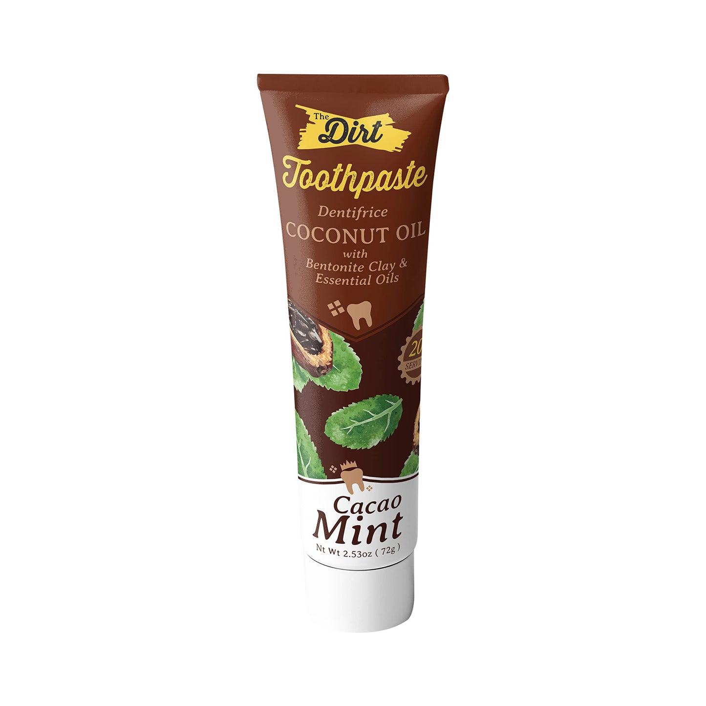 The Dirt Coconut Oil Toothpaste - Fluoride & Gluten Free - Natural Oral Care For A Refreshing Smile - Cacao Mint Flavor (72G: 10