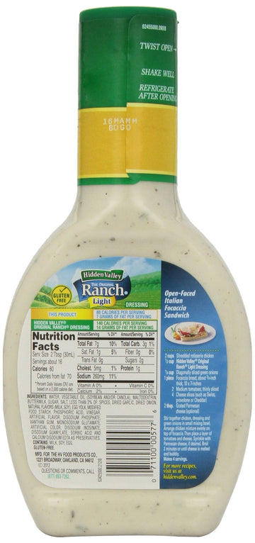 Hidden Valley Ranch Dressing, Light Original, 16-Ounce Bottles (Pack of 6)