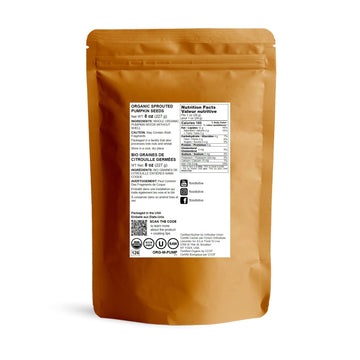 Food to Live Organic Sprouted Pumpkin Seeds, 8 Ounces Non-GMO, Raw Kernels, No Shell, Unsalted, No Oil, Vegan Kosher, Bulk. Keto
