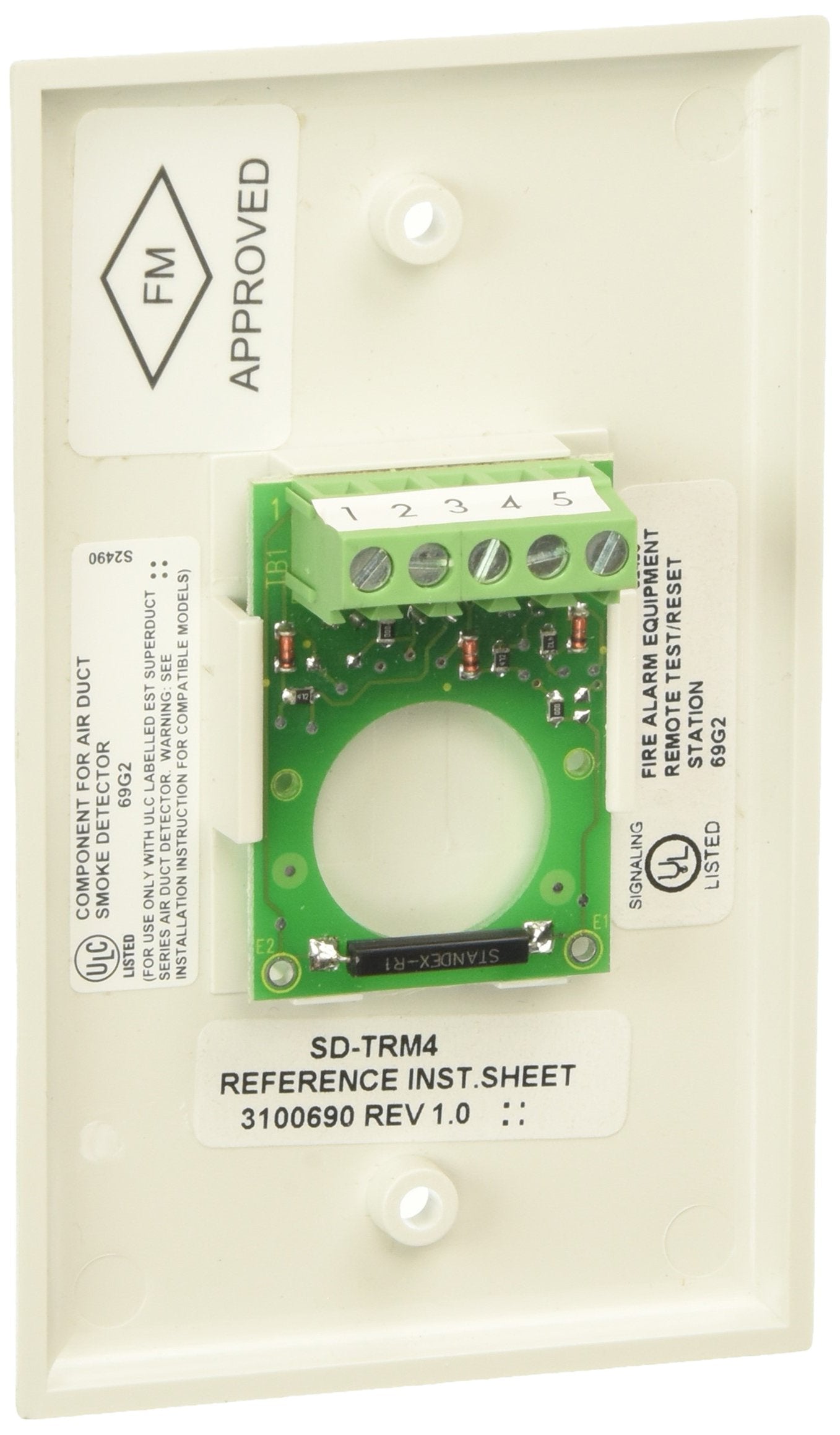 Edwards Signaling Sd-Trm4 Remote Reset/Test, 4W, Reed