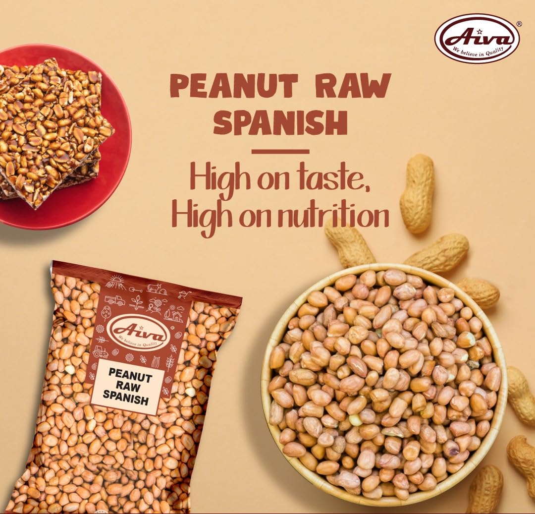 Aiva Raw Spanish Peanuts (5 Lb) Bulk - Whole Unsalted Peanuts For Snacking, Cooking, And Baking | Product Of Usa | Spanish Premi