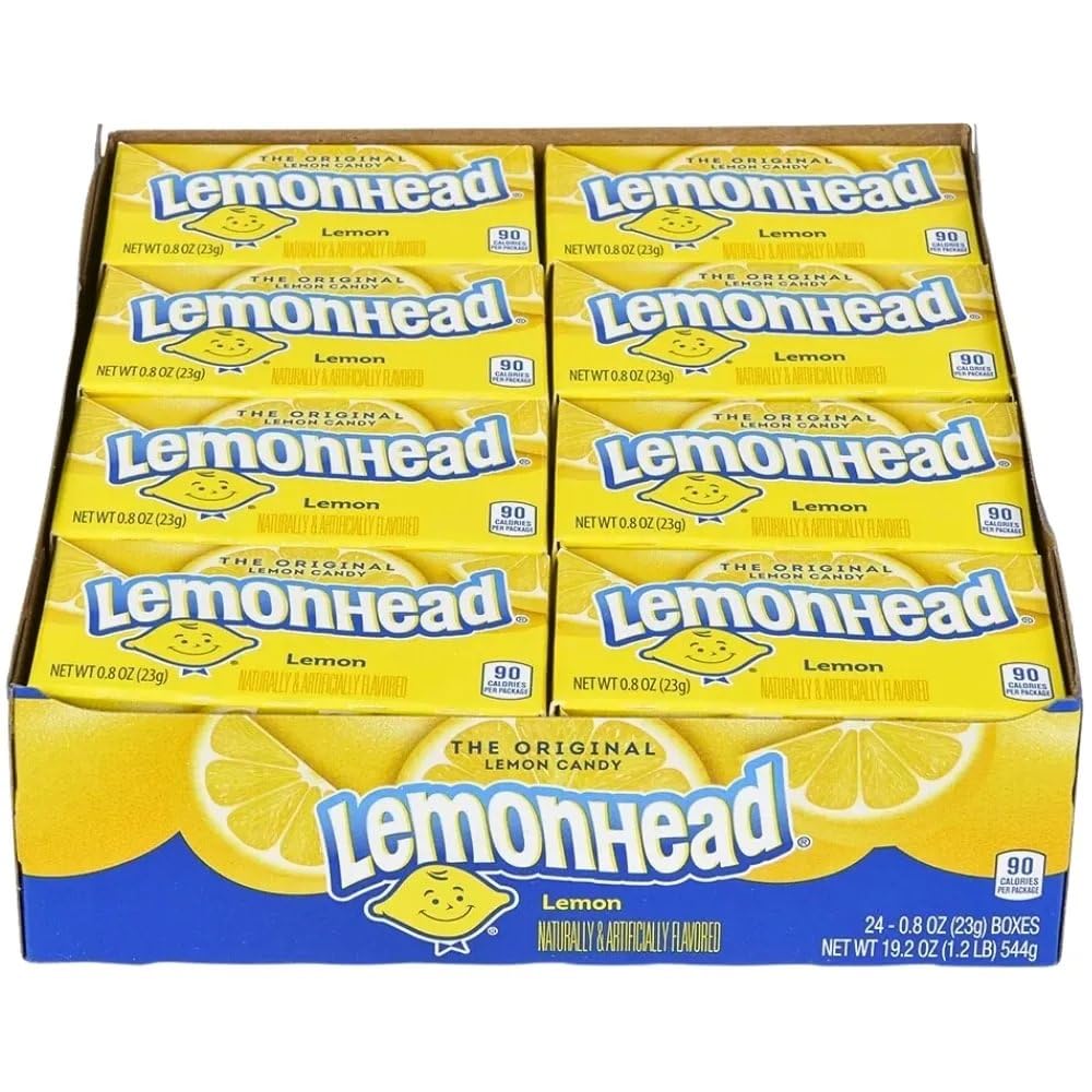 Lemonhead Hard Lemon Candy, 0.8 Ounce Treat-Size Theater Candy Boxes (Pack Of 24)