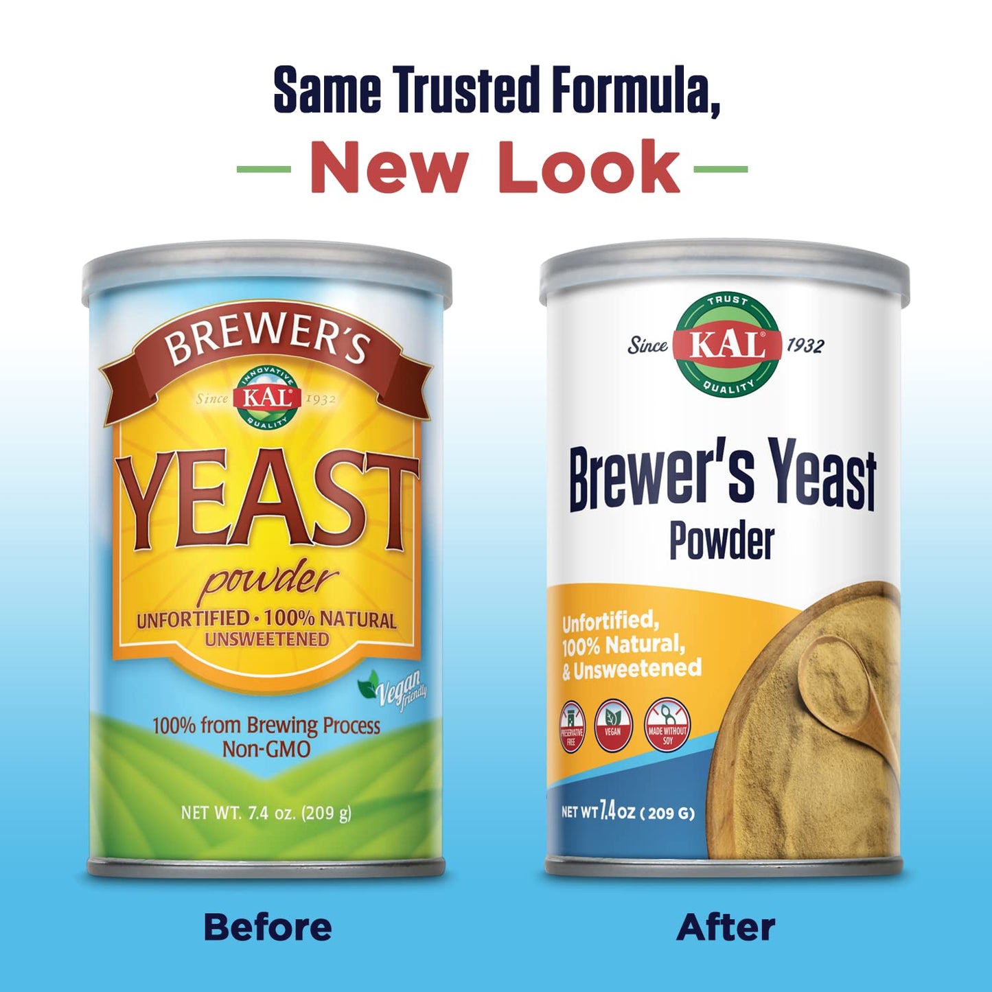 KAL malt-inspired Yeast Powder, Unfortified Vegan Super Food, 7.4oz, 100% Natural Protein, B Complex Vitamins, Approx. 18 Servings