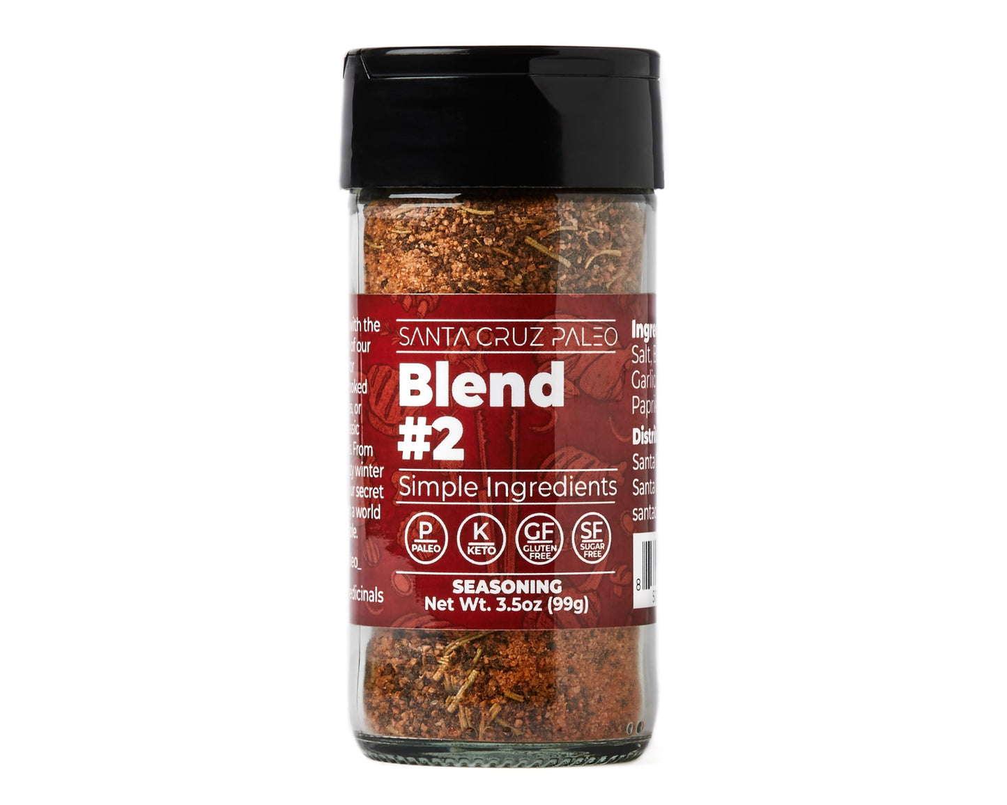 Santa Cruz Paleo Seasoning Blend #2, Sweet and Smoky Spice for Meat, 3.5 Oz Jar, Gluten Free, Keto, Paleo