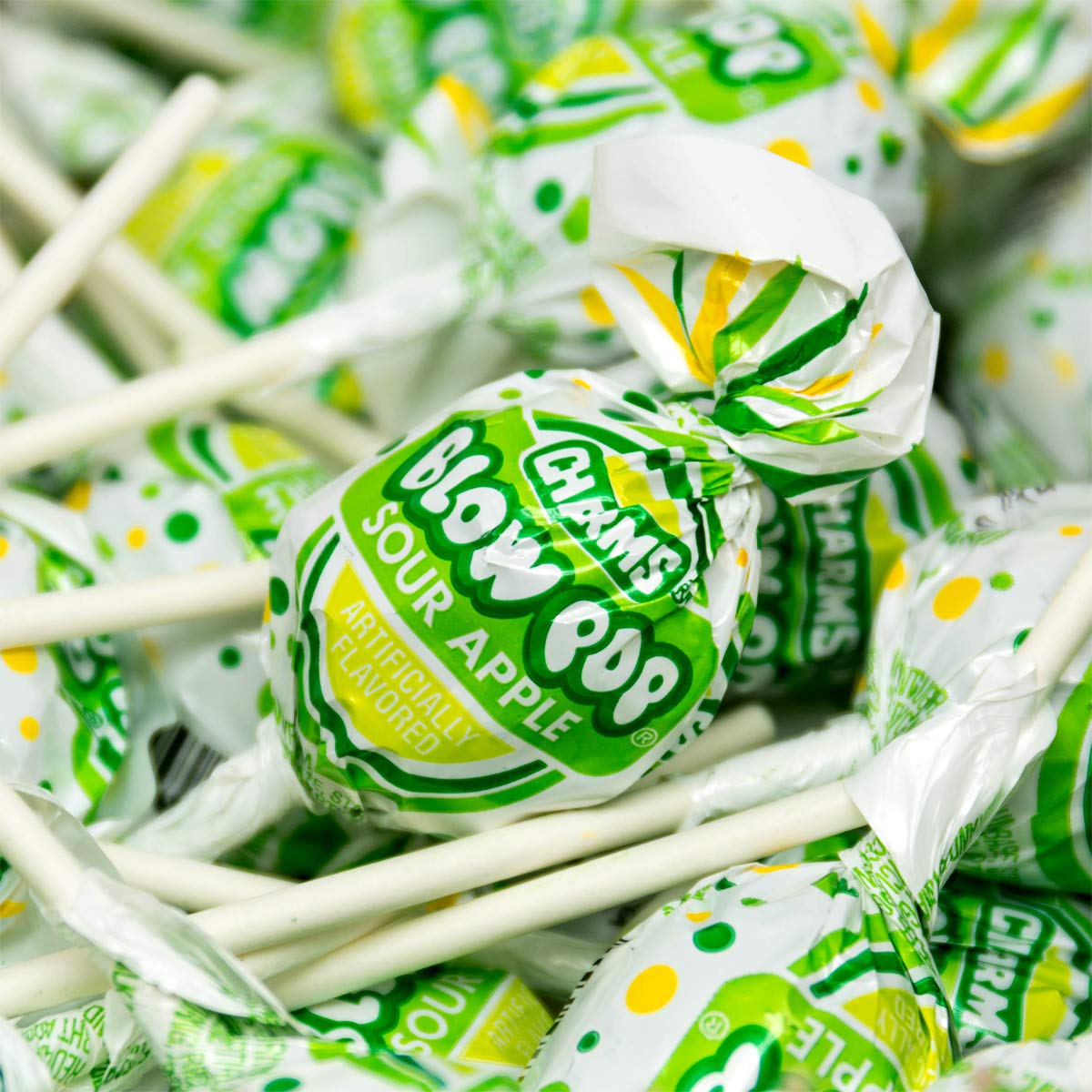 Charms Blow Pops, Sour Apple Flavor, 48 Count (Pack Of 1)