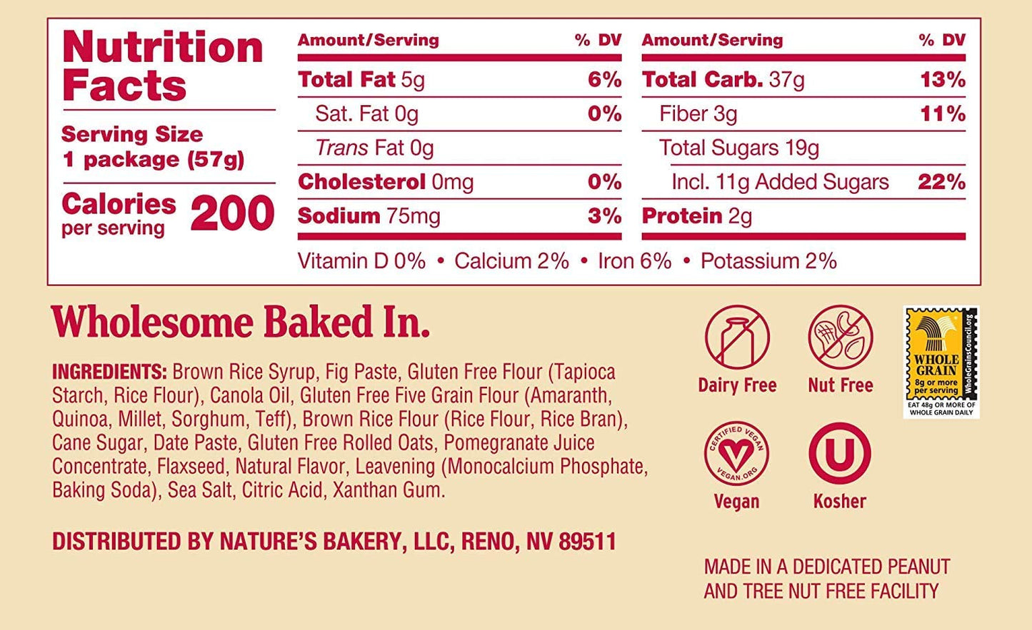 Nature's Bakery Gluten Free Fig Bars, Pomegranate, 12 Pack of 2 oz Vegan Snacks, Non-GMO, Healthy Treats