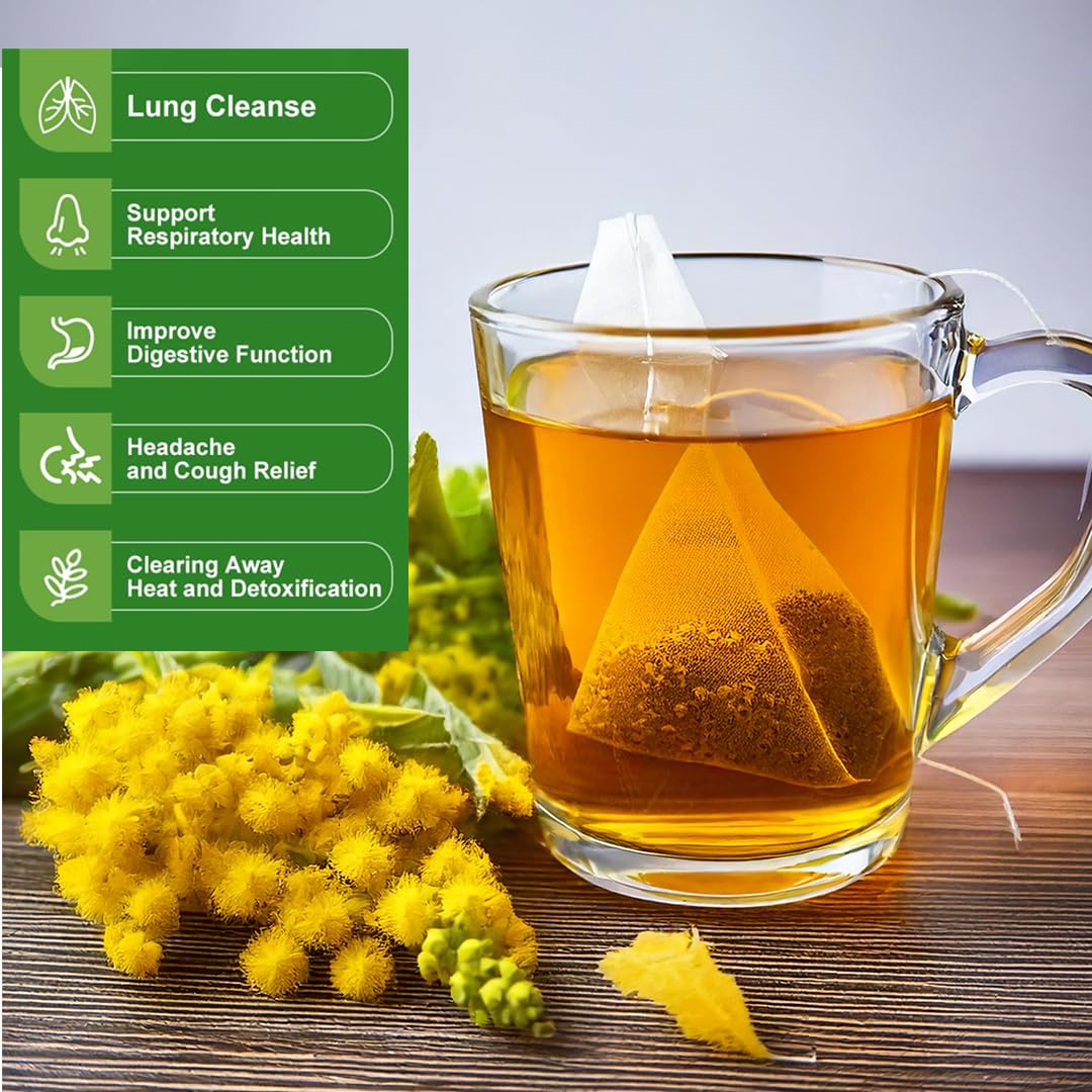 BLUE TEA Mullein Tea Bags - Herbal, Caffeine Free, Vegan - 30 Count Pyramid Bags