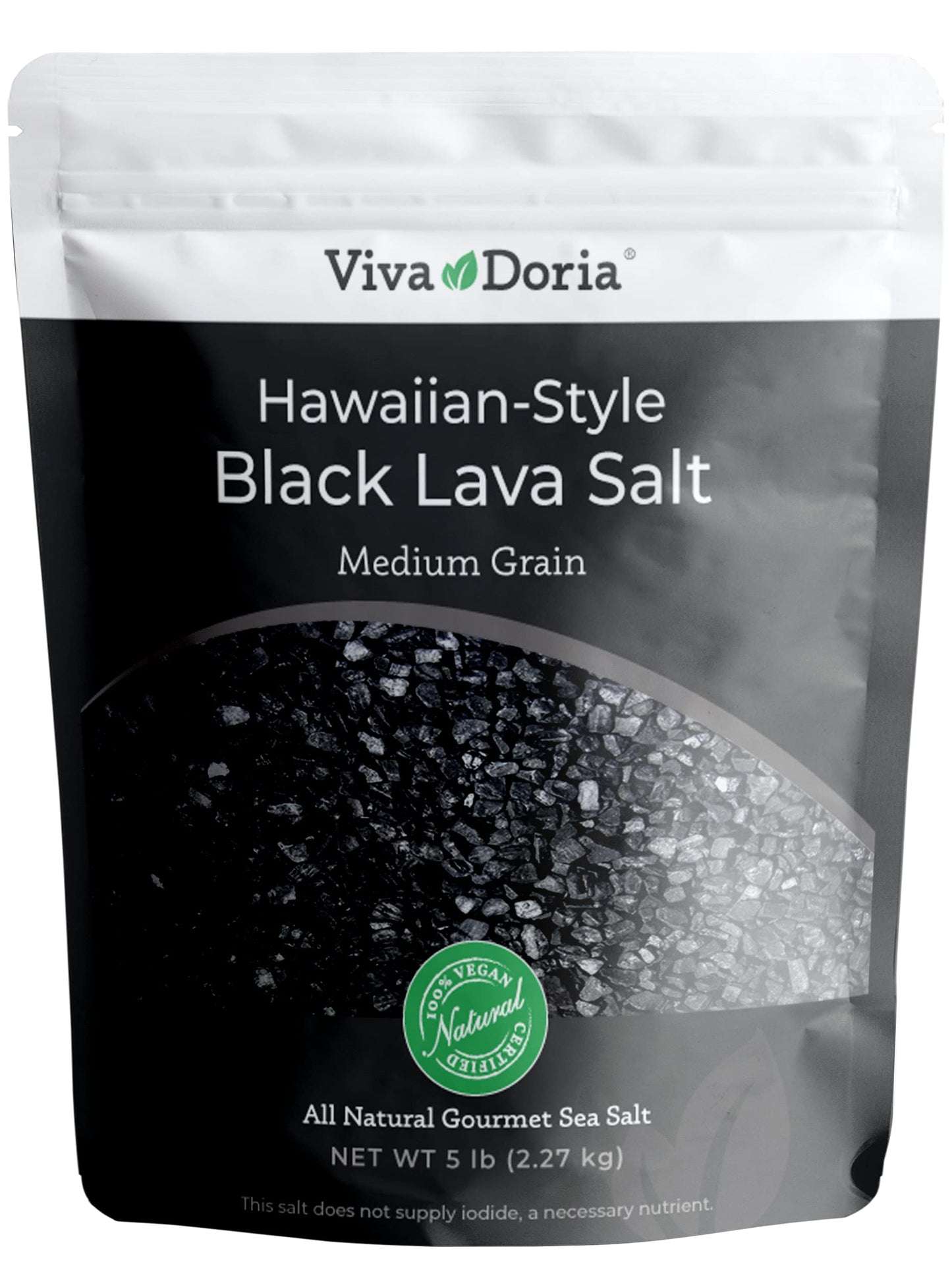 Viva Doria Hawaiian Black Lava Sea Salt Lava Salt Medium grain 5 lb