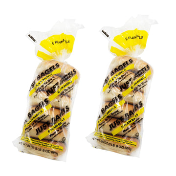Just Bagels Plain Bagels - 2 Packs Of 6 Bagels Per Pack - 12 Total Non-Gmo