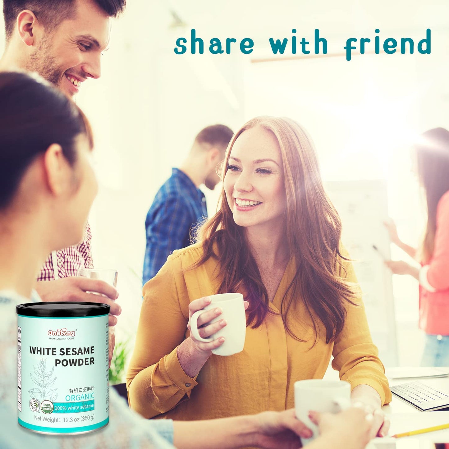 ONETANG Organic White Sesame Powder, No Sugar, Low Temp Roasted, HALAL, NON-GMO, 12.3 Oz (350g) - Healthy Cooking Ingredient