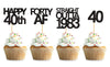 Keaziu 48 Pack Black 40Th Birthday Cupcake Toppers Straight Outta 1983 Cupcake Toppers Happy 40Th Cupcake Toppers Forty Af Cupca