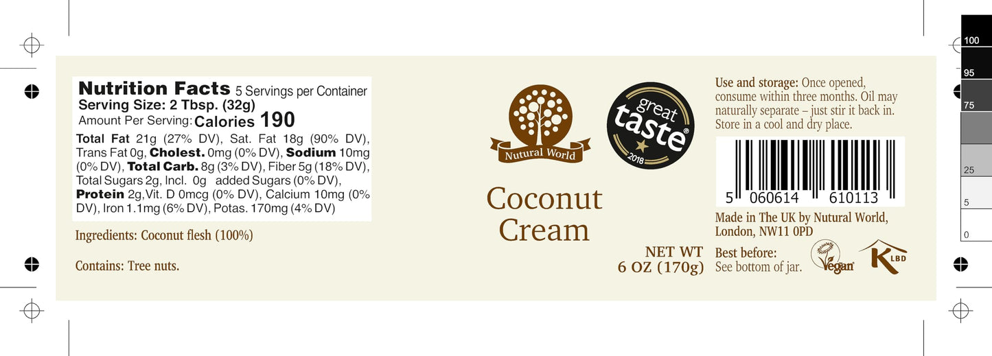 Nutural World - Coconut Cream 6 Oz (170G) Great Taste Award Winner