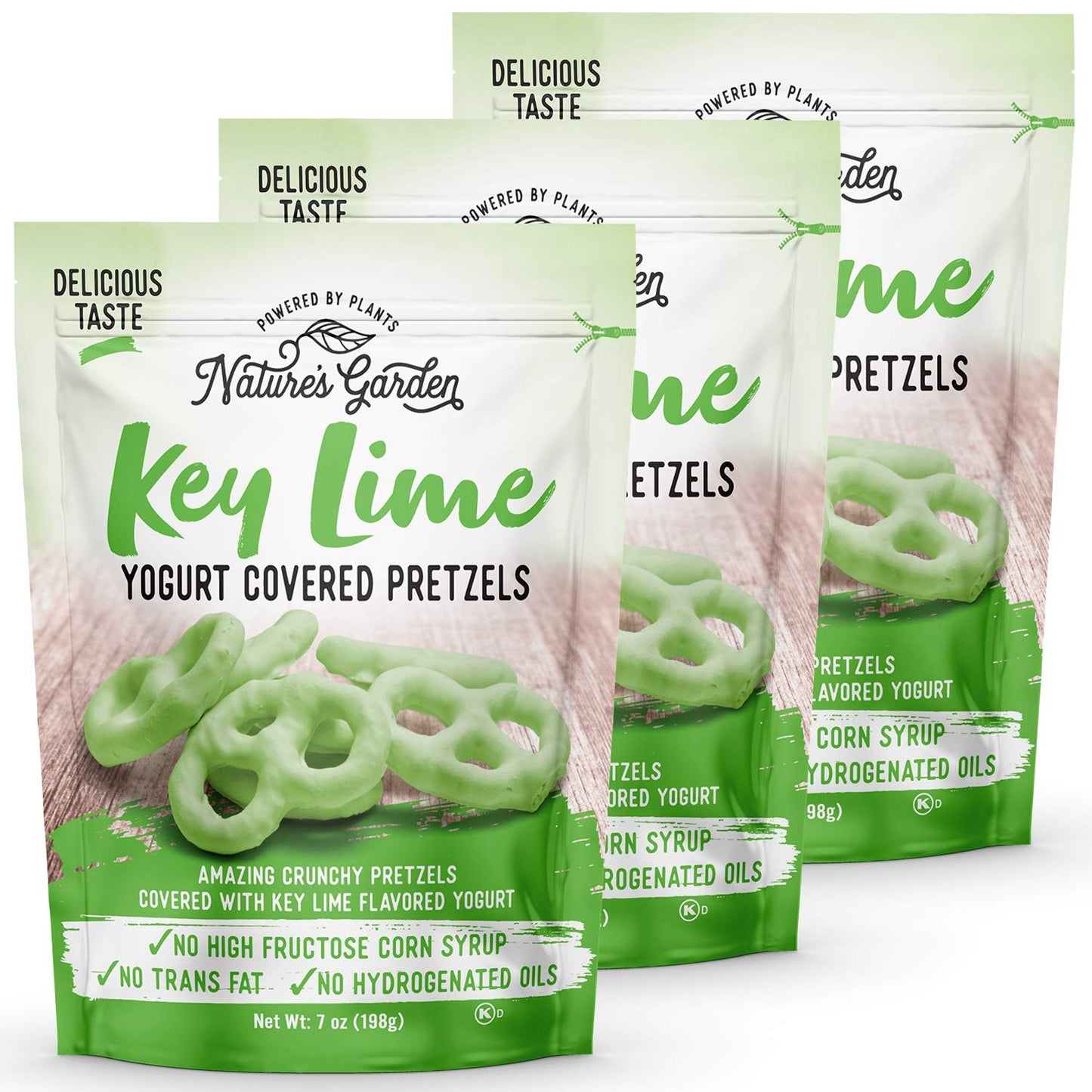 Natures Garden Key Lime Yogurt Covered Pretzels – No Trans Fat, Indulgent Snack - Key Lime Pie Flavored Pretzels – 7 Oz Bag (Pack Of 3)