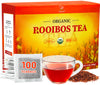 Soeos Organic Rooibos Tea 100 Teabags Naturally Caffeine Free USDA and Non GMO Certify Smooth and Robust Flavor Excellent for Hot or Iced Brew 9oz (250g)