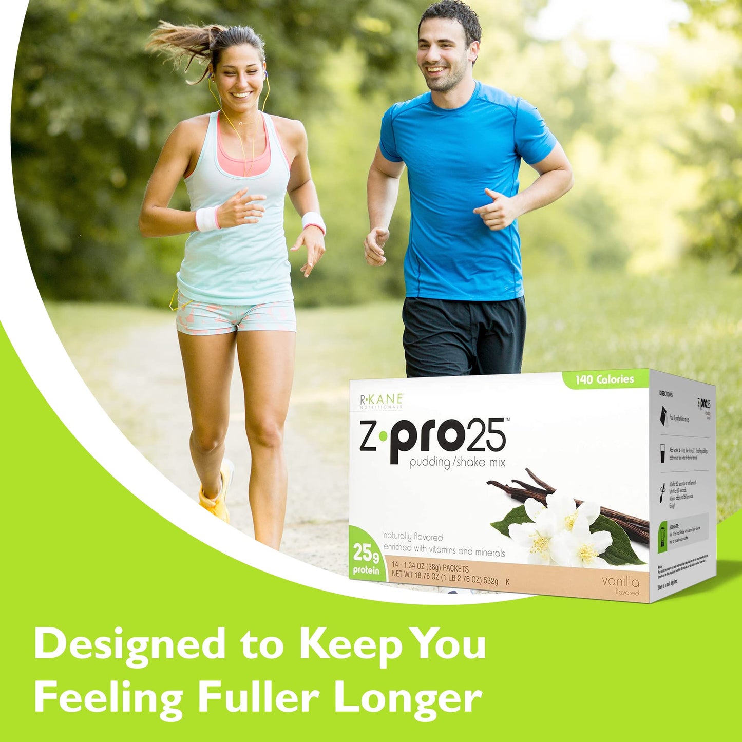 R-Kane Nutritionals Z-Pro Vanilla Protein Drink Mix - High Protein, Low Calorie Low Fat Shake And Pudding Mix - Meal Replacement, On-The-Go Packets - Breakfast Boost - 25G Protein - 14 Packets