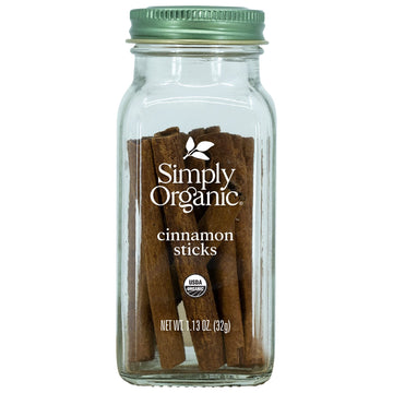 Simply Organic Cinnamon Sticks, Certified Organic | 1.13 oz | Pack of 3 | Cinnamomum burmannii (Nees & T. Nees) Blume
