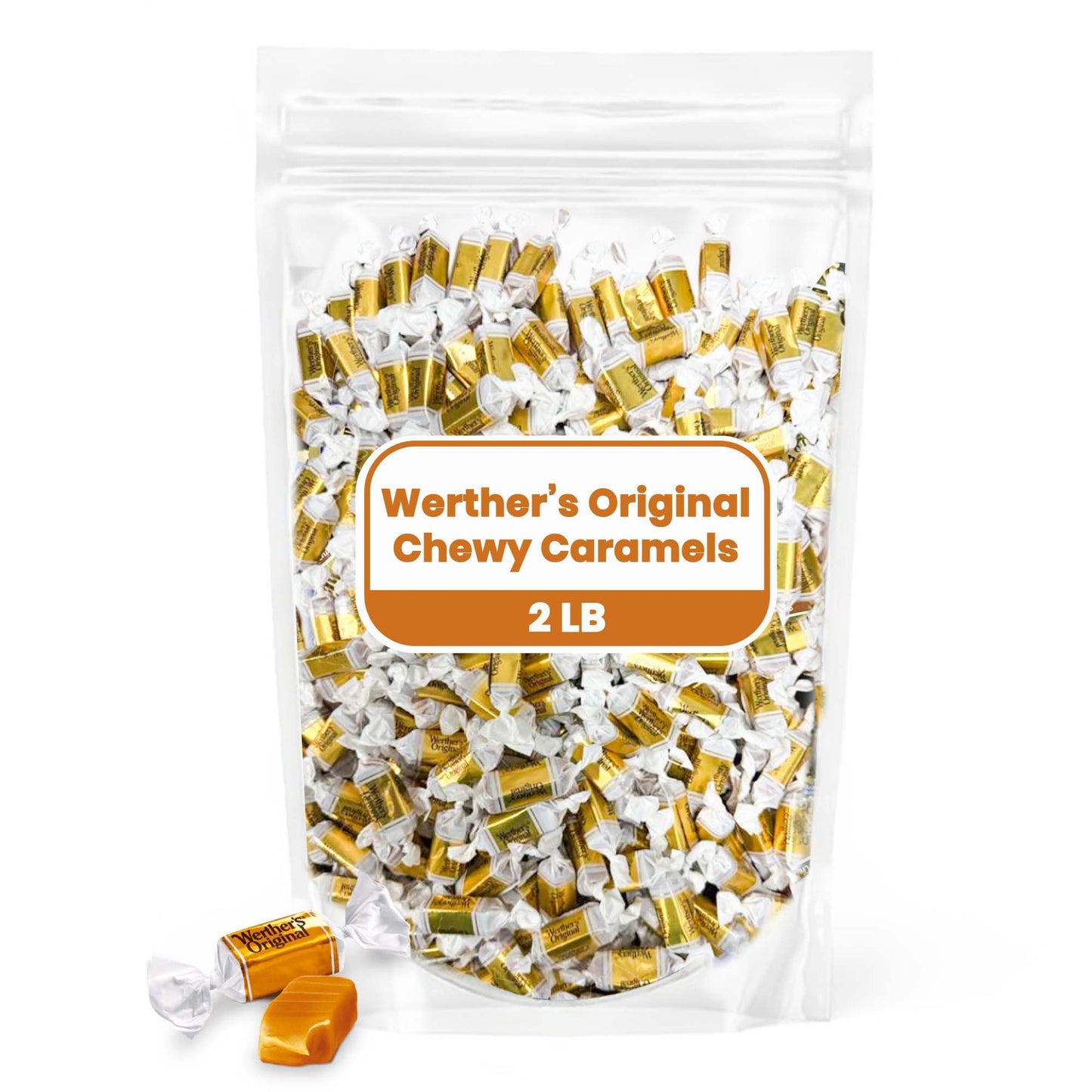 WertherS Soft Chewy Caramel Candy - 2Lb Bag Of Candy - Individually Wrapped Candies Easy Melting Chewy Caramels Perfect For Baking Snack Box Christmas Party Favor Thank You & Holiday Gift Bag
